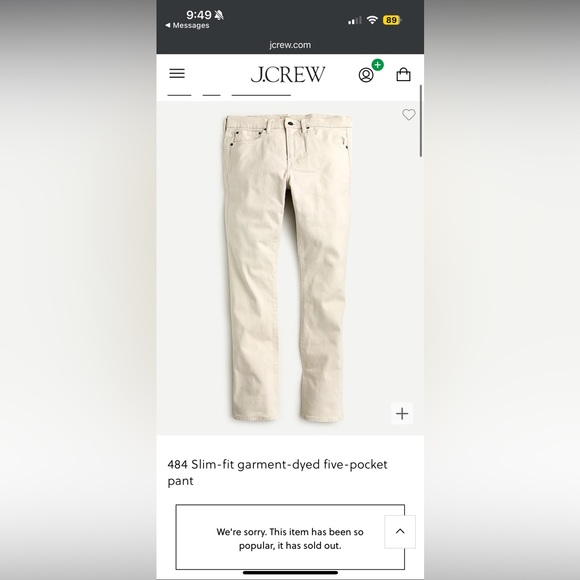 JCREW Slim-Fit Garment-Dyed Five-Pocket Pant, NWT 31 W 32 L - Picture 7 of 7